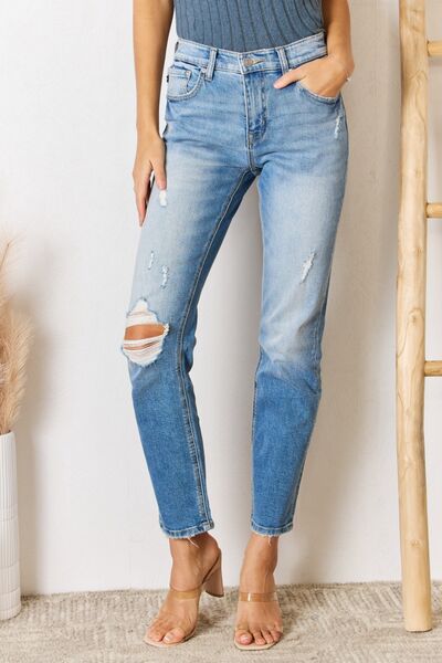 Kancan High Rise Distressed Slim Straight Jeans king-general-store-5710.myshopify.com