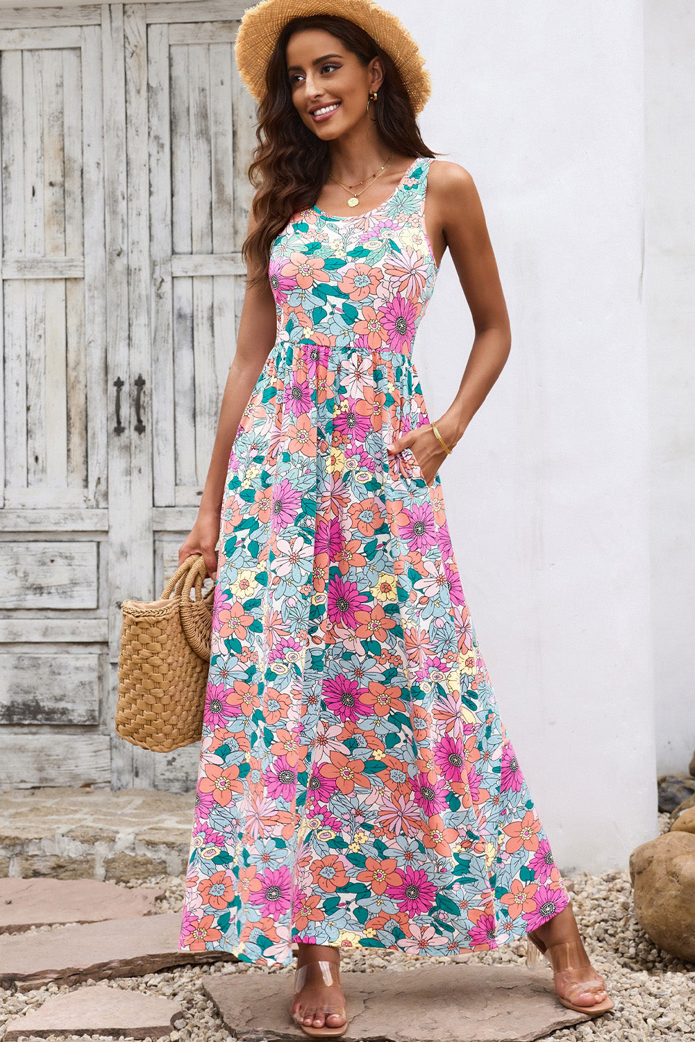 Round Neck Sleeveless Maxi Dress with Pockets king-general-store-5710.myshopify.com