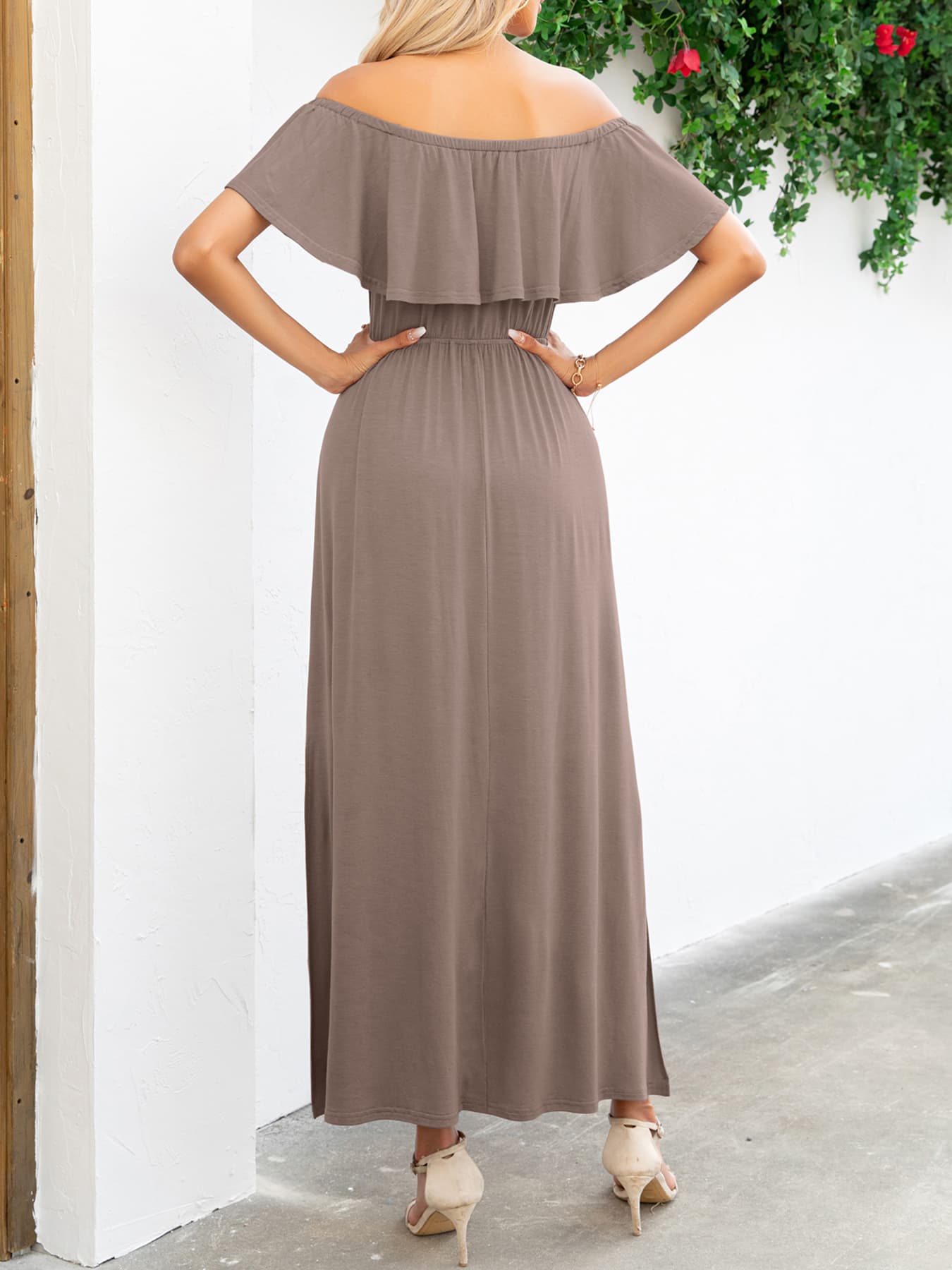 Off-Shoulder Slit Maxi Dress king-general-store-5710.myshopify.com