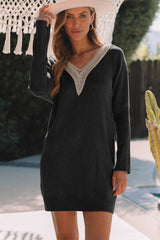 V-Neck Long Sleeve Mini Sweater Dress king-general-store-5710.myshopify.com