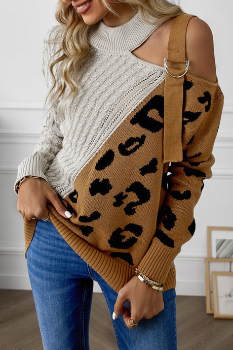 Leopard  Block Turtleneck Sweater king-general-store-5710.myshopify.com