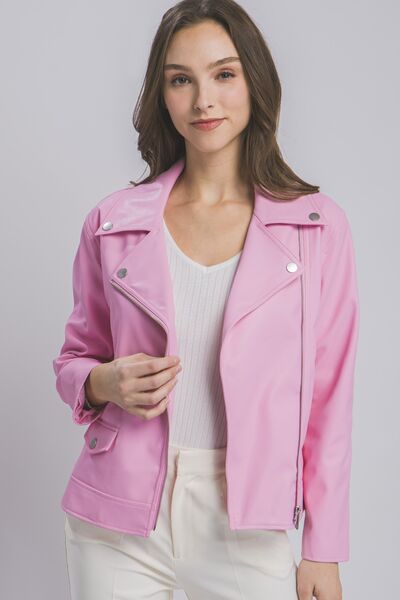 LOVE TREE Collared Neck Zip Up Jacket king-general-store-5710.myshopify.com