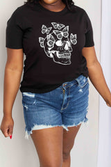 Simply Love Full Size Butterfly Skull Graphic Cotton Tee king-general-store-5710.myshopify.com