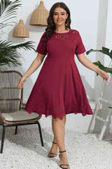 Plus Size Round Neck Openwork Dress king-general-store-5710.myshopify.com