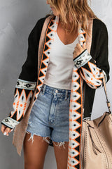 Geometric Open Front Long Sleeve Cardigan king-general-store-5710.myshopify.com