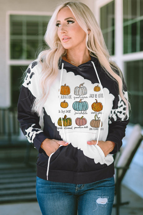 Pumpkin Graphic Drawstring Hoodie with Pocket king-general-store-5710.myshopify.com