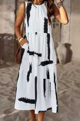 Printed Sleeveless Midi Dress with Pocket king-general-store-5710.myshopify.com