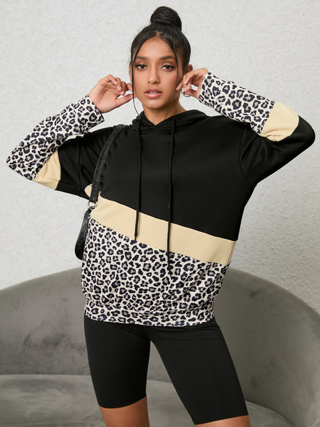 Leopard Color Block Hoodie king-general-store-5710.myshopify.com