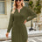 Notched Neck Cable-Knit Slit Sweater Dress king-general-store-5710.myshopify.com