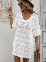 Openwork V-Neck Mini Knit Dress king-general-store-5710.myshopify.com