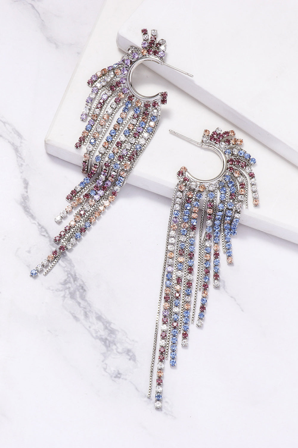 Fringed Rhinestone Zinc Alloy Dangle Earrings king-general-store-5710.myshopify.com