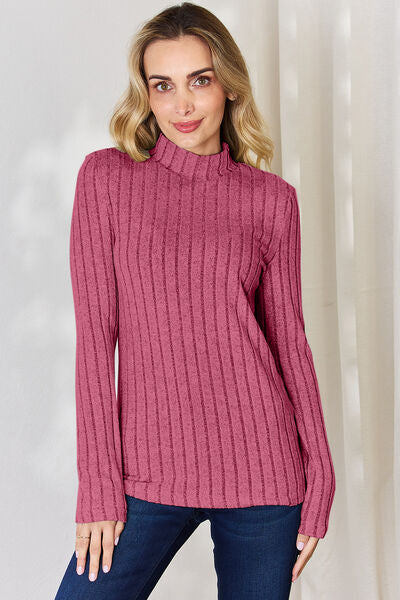 Basic Bae Full Size Ribbed Mock Neck Long Sleeve T-Shirt king-general-store-5710.myshopify.com