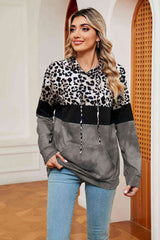 Leopard Drawstring Hoodie with Pocket king-general-store-5710.myshopify.com