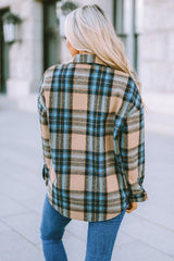 Plaid Curved Hem Shirt Jacket with Breast Pockets king-general-store-5710.myshopify.com