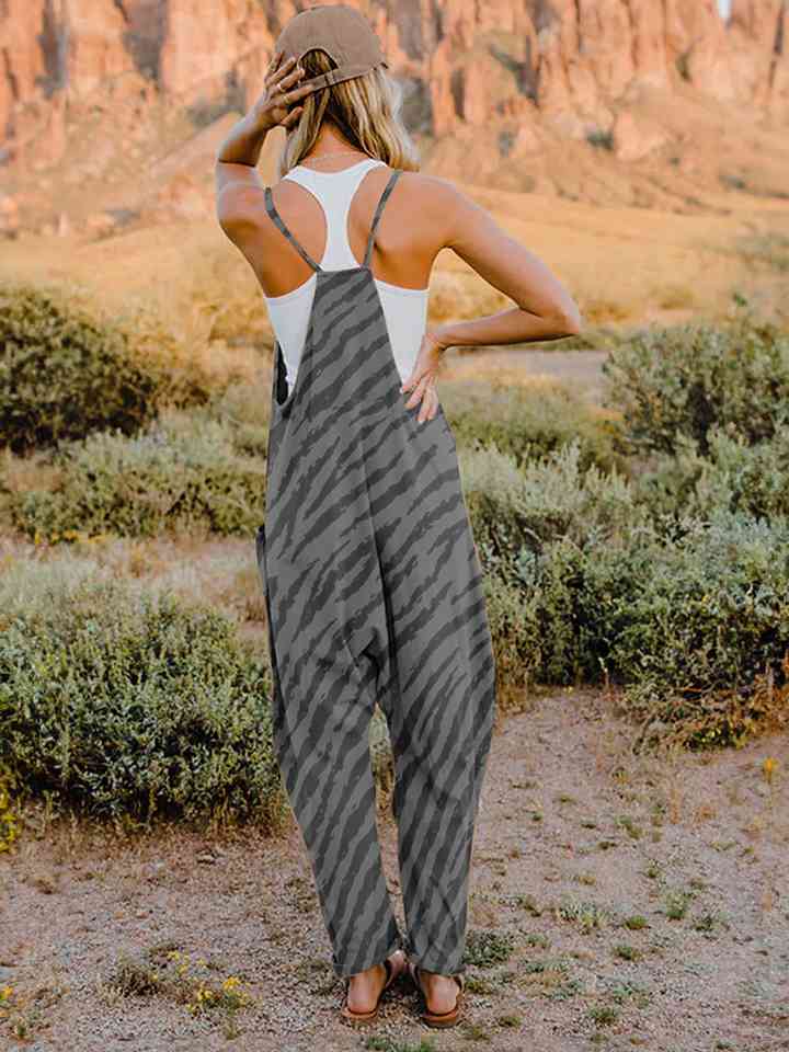 Full Size Printed V-Neck Sleeveless Jumpsuit king-general-store-5710.myshopify.com