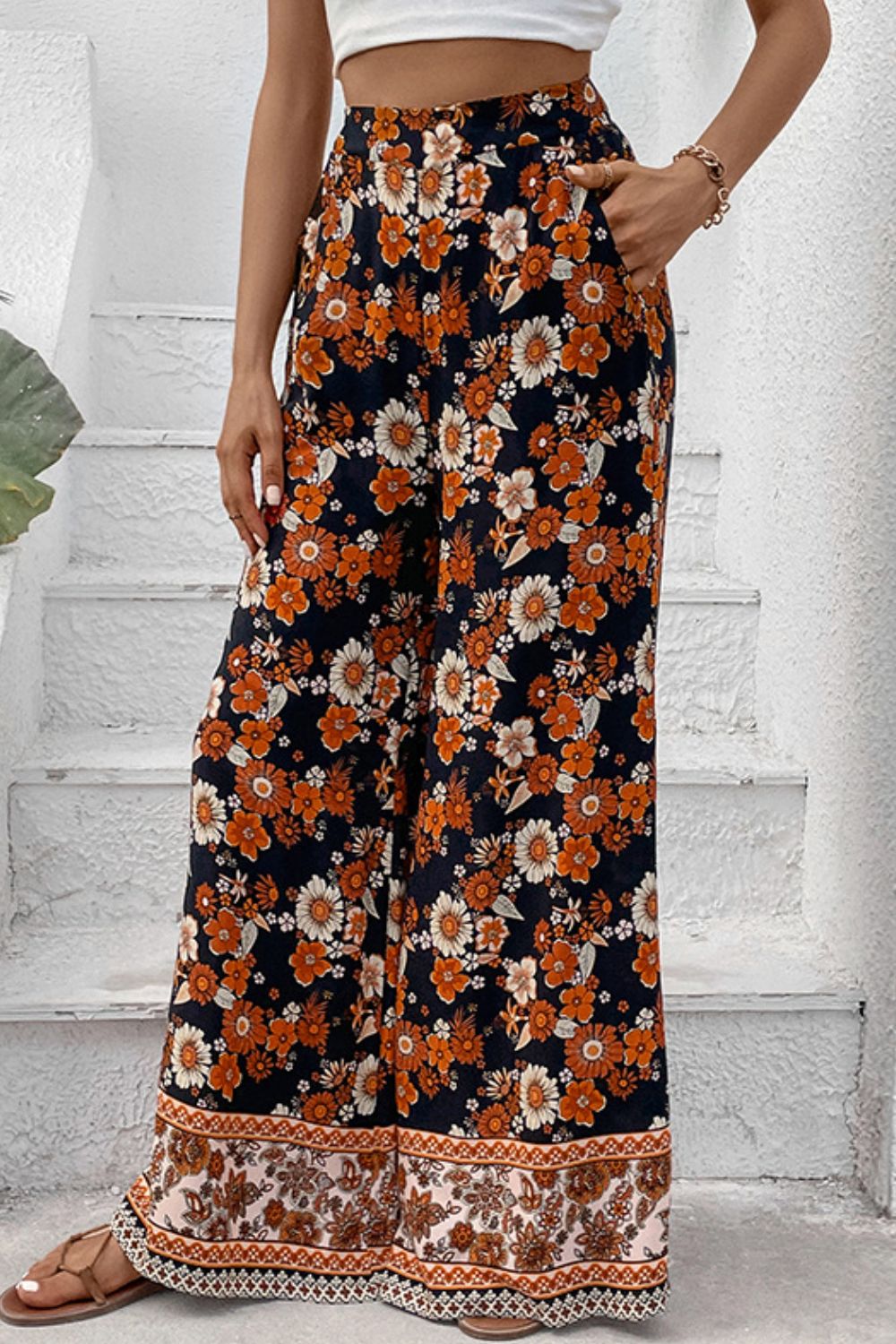 Floral Wide Leg Pants with Pockets king-general-store-5710.myshopify.com