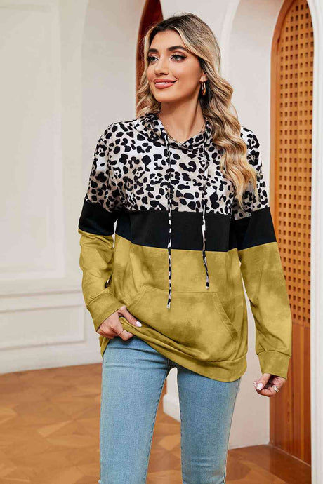 Leopard Drawstring Hoodie with Pocket king-general-store-5710.myshopify.com