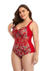 Floral Drawstring Detail One-Piece Swimsuit king-general-store-5710.myshopify.com