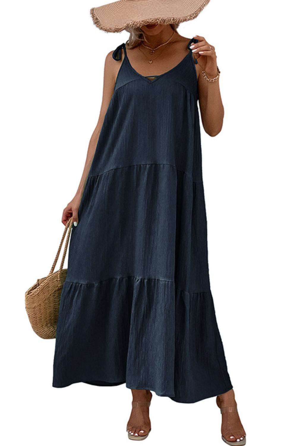 Tie-Shoulder Tiered Maxi Dress king-general-store-5710.myshopify.com