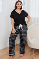 Plus Size V-Neck Top and Plaid Pants Lounge Set king-general-store-5710.myshopify.com