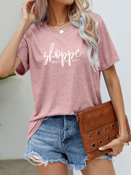 Slogan Graphic Round Neck Short Sleeve Tee king-general-store-5710.myshopify.com