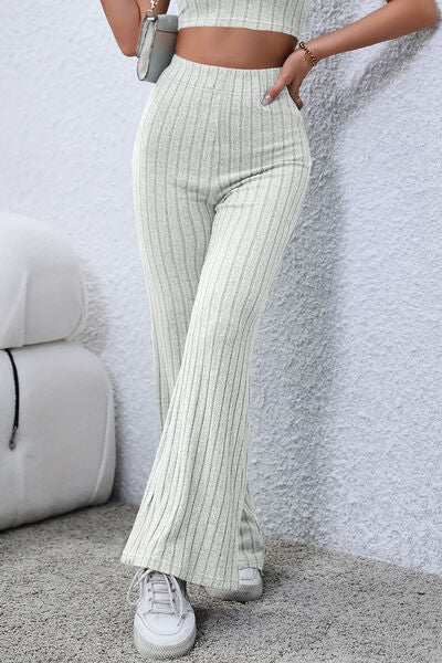 Basic Bae Full Size Ribbed High Waist Flare Pants king-general-store-5710.myshopify.com