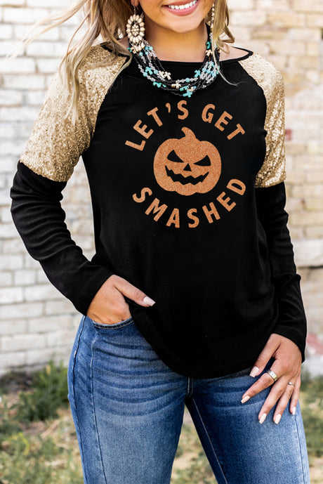 Graphic Sequin Long Sleeve Top king-general-store-5710.myshopify.com