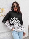 Snowflake Pattern Mock Neck Sweater king-general-store-5710.myshopify.com