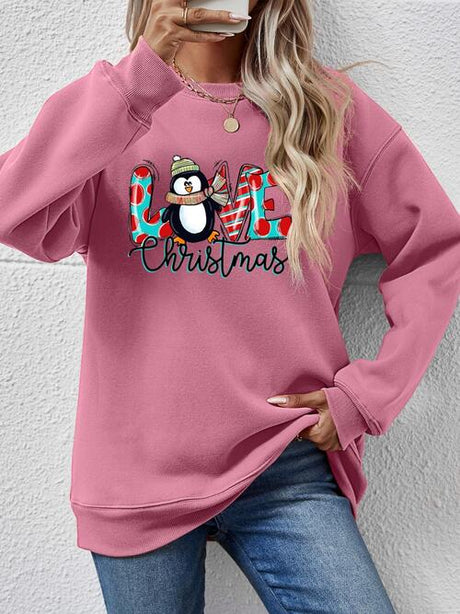 LIVE CHRISTMAS Drop Shoulder Round Neck Sweatshirt king-general-store-5710.myshopify.com