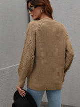 Double Take Rib-Knit Plunge Raglan Sleeve Cardigan king-general-store-5710.myshopify.com