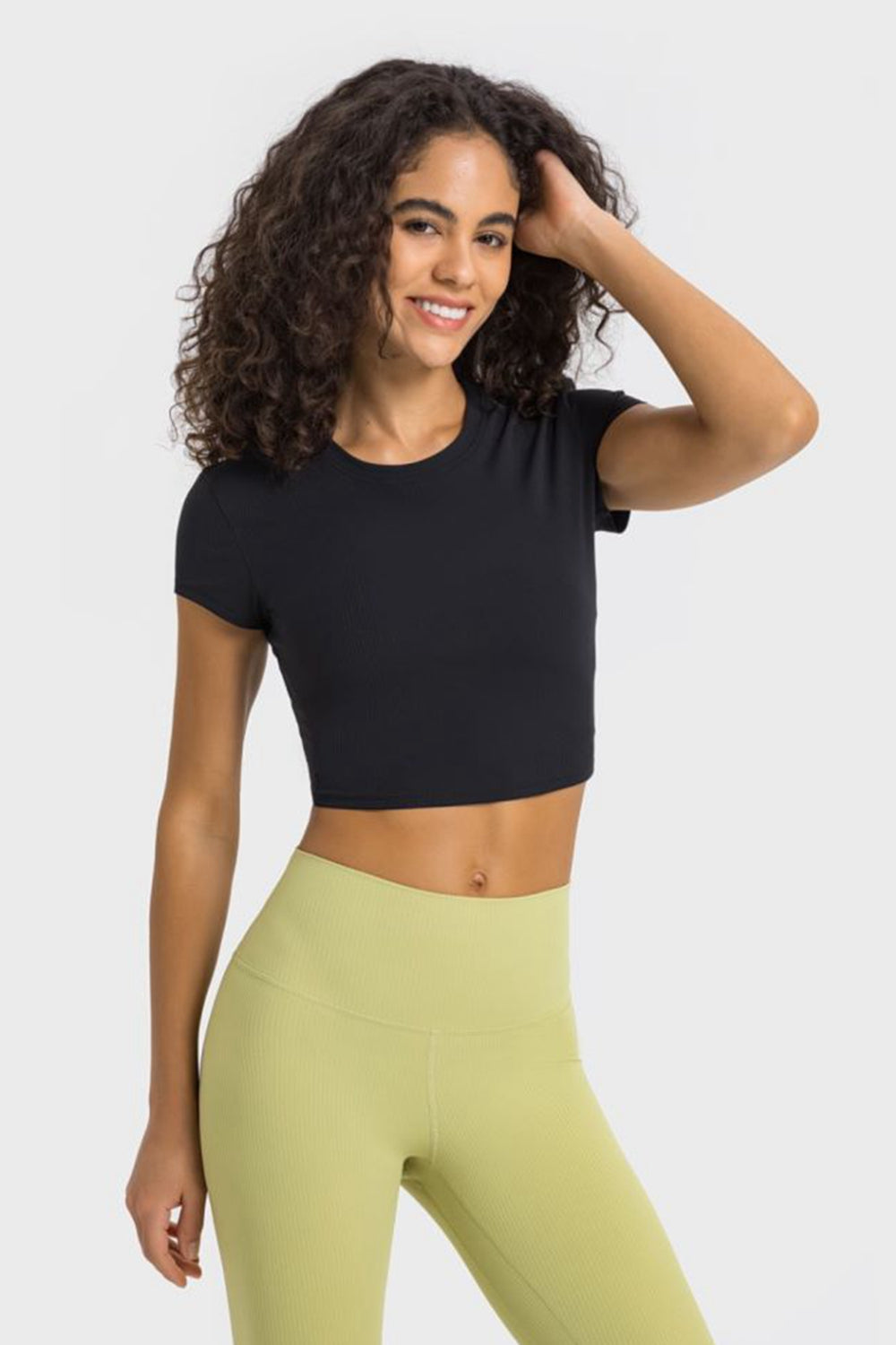 Round Neck Short Sleeve Cropped Sports T-Shirt king-general-store-5710.myshopify.com