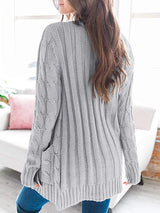 Cable-Knit Buttoned Cardigan with Pockets king-general-store-5710.myshopify.com