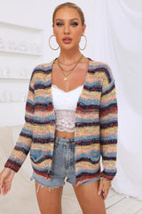 Striped Long Sleeve Open Front Cardigan king-general-store-5710.myshopify.com