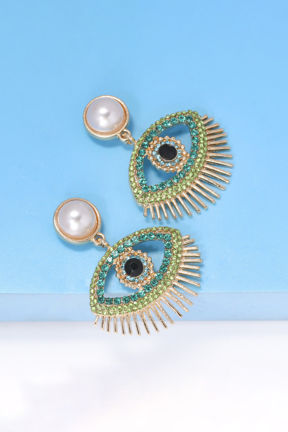 Evil Eye Shape Rhinestone Zinc Alloy Synthetic Dangle Earrings king-general-store-5710.myshopify.com