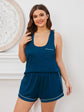 Plus Size Contrast Piping Racerback Tank and Shorts Lounge Set king-general-store-5710.myshopify.com