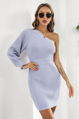 One Shoulder Raglan Sleeve Pencil Sweater Dress king-general-store-5710.myshopify.com