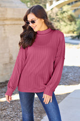 Basic Bae Full Size Ribbed Exposed Seam Mock Neck Knit Top king-general-store-5710.myshopify.com