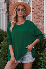 Round Neck Dolman Sleeve Textured Blouse king-general-store-5710.myshopify.com