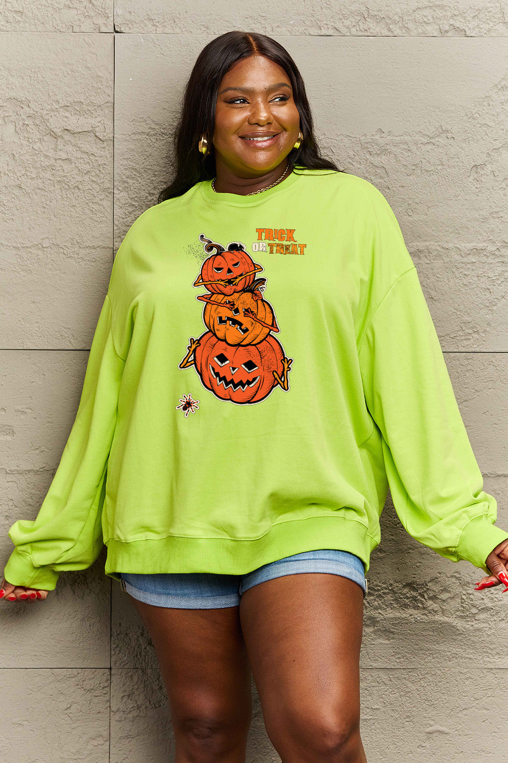 Simply Love Full Size TRICK OR TREAT Graphic Sweatshirt king-general-store-5710.myshopify.com