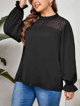 Plus Size Round Neck Flounce Sleeve Blouse king-general-store-5710.myshopify.com