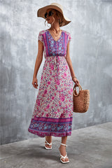 V-Neck Short Sleeve Printed Maxi Dress king-general-store-5710.myshopify.com