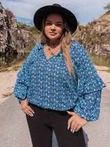 Plus Size Tie Neck Ruffled Blouse king-general-store-5710.myshopify.com