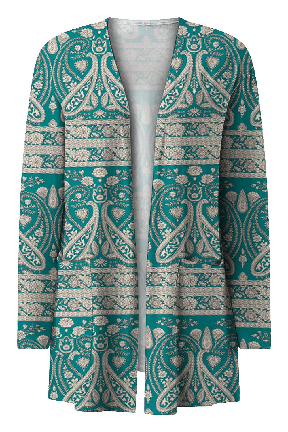 Printed Long Sleeve Cardigan king-general-store-5710.myshopify.com