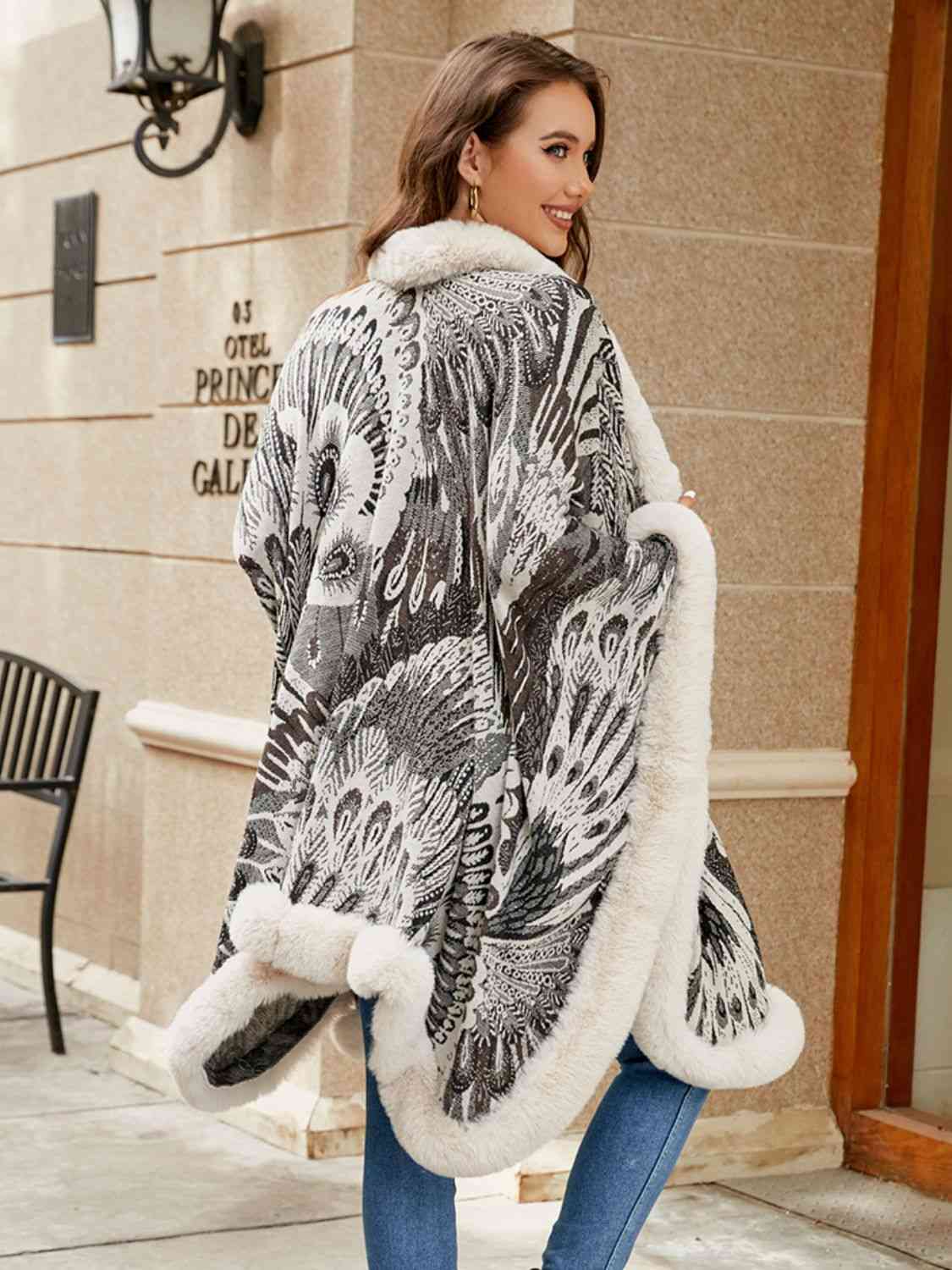 Printed Open Front Poncho king-general-store-5710.myshopify.com