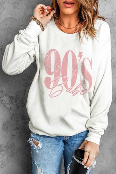 90's BABE Graphic Dropped Shoulder Sweatshirt - Kings Crown Jewel Boutique