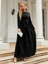 Tie Front Round Neck Long Sleeve Maxi Dress king-general-store-5710.myshopify.com