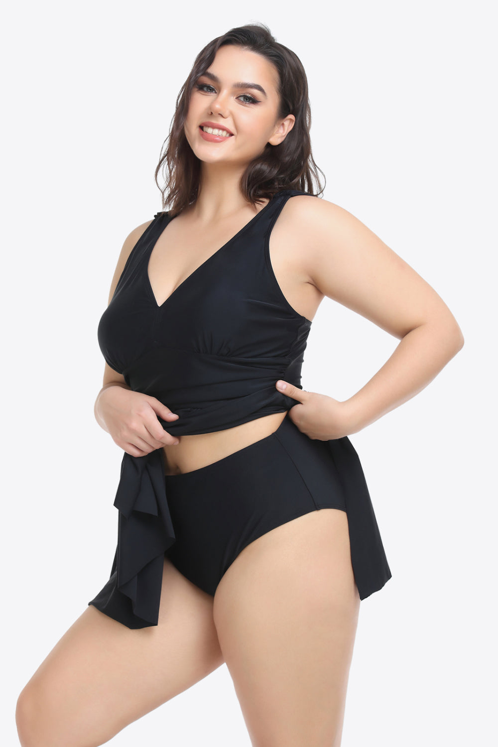 Plus Size Plunge Sleeveless Two-Piece Swimsuit king-general-store-5710.myshopify.com