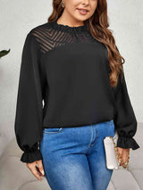 Plus Size Round Neck Flounce Sleeve Blouse king-general-store-5710.myshopify.com