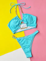 Halter Neck Chain Detail Two-Piece Bikini Set king-general-store-5710.myshopify.com