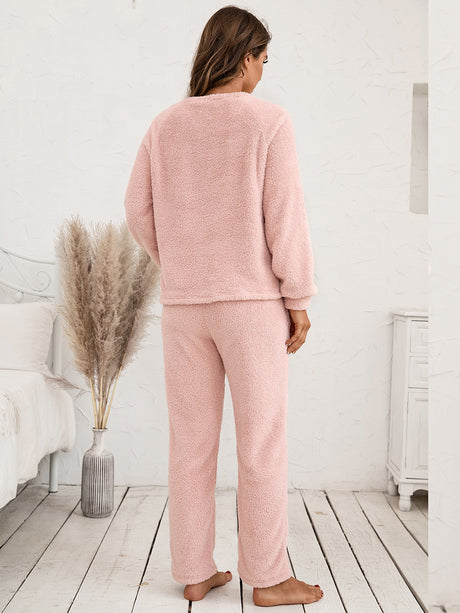 Teddy Long Sleeve Top and Pants Lounge Set king-general-store-5710.myshopify.com